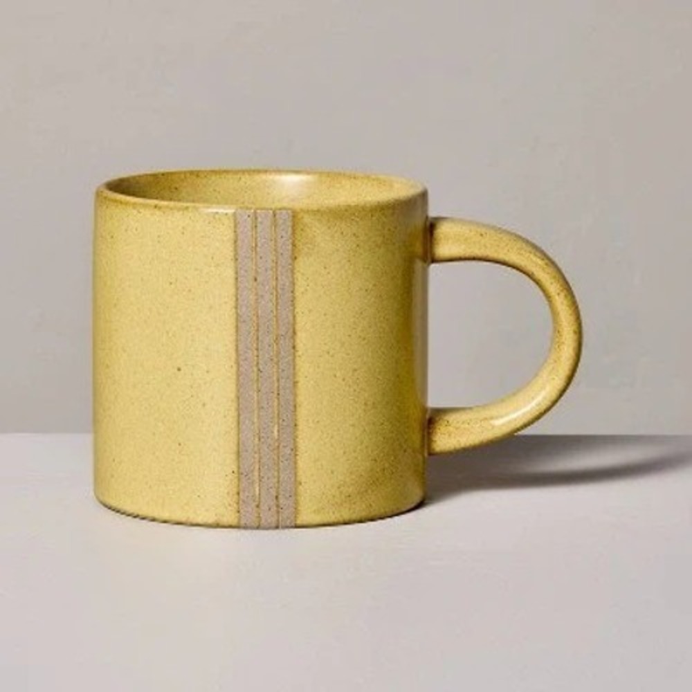15oz Triple Stripe Stoneware Mug New Wheat - Hearth & Hand Magnolia, Target